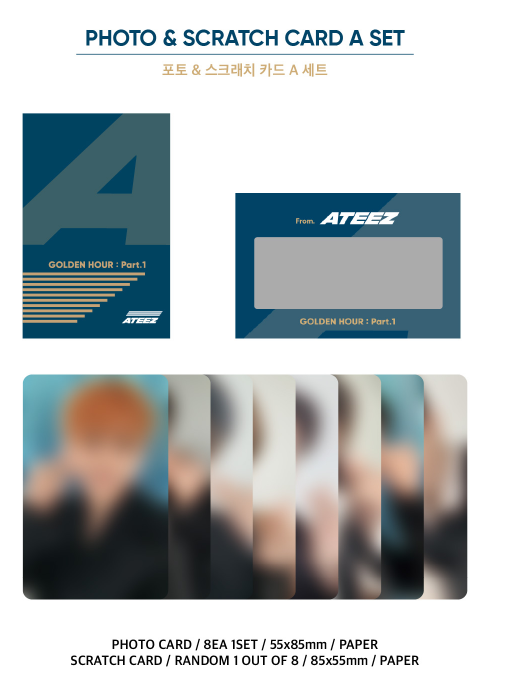 [PRE-ORDER] ATEEZ - [GOLDEN HOUR : Part.1] OFFICIAL MD (PHOTO & SCRATCH CARD A SET)
