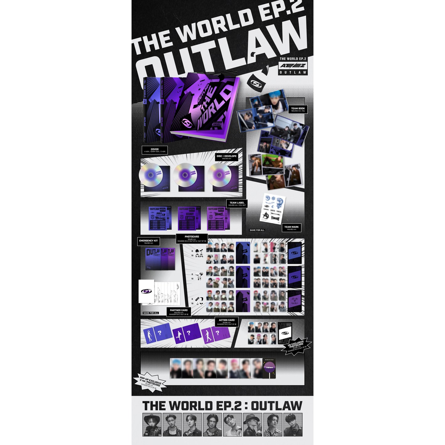ATEEZ 9th Mini Album [THE WORLD EP.2 : OUTLAW] (U.S. ver. + Pop-Up Shop Photocard)