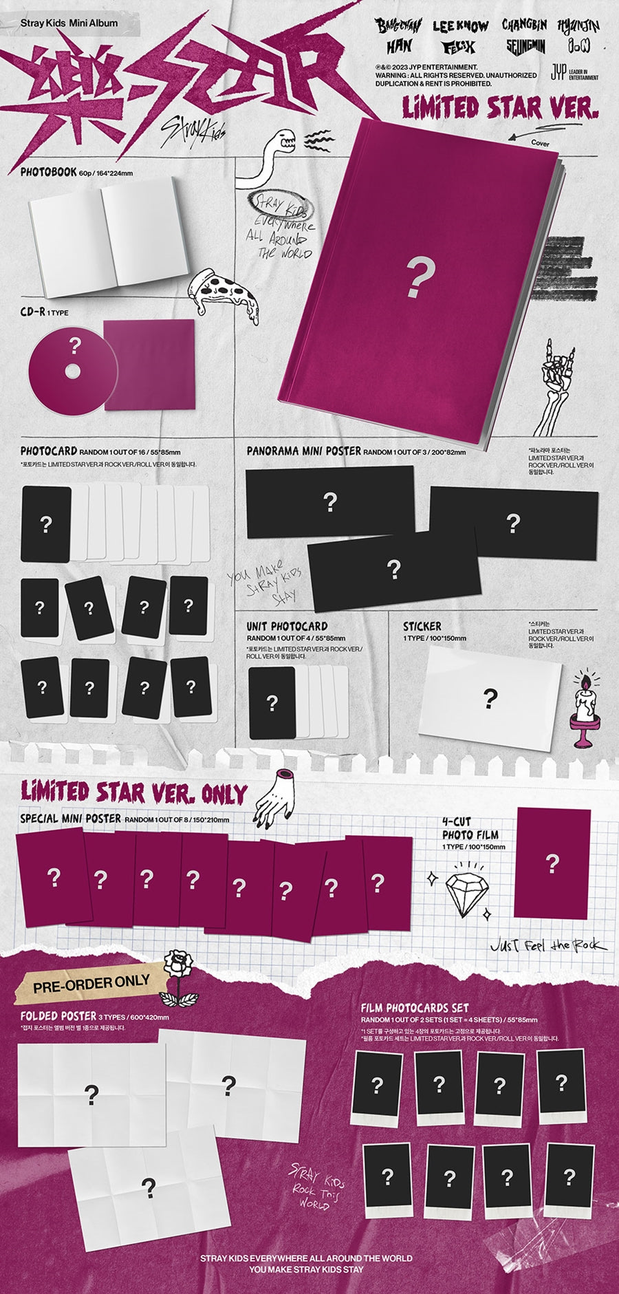 STRAY KIDS 8th Mini Album ROCK-STAR [樂-STAR] (Limited STAR ver.) + MUSICPLANT Photocard